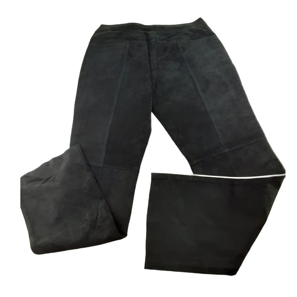 Vintage Willi Smith Womens Black Suede Leather High Waist Bootcut Pants 70s 12 - Picture 4 of 6